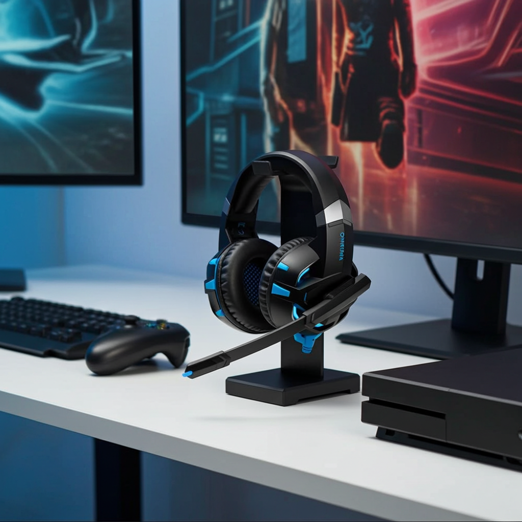 Pro Gaming Headset with Noise Cancelling Microphone – RGB Surround Sound Headphones for PC, PS5, Xbox & Mobile – Comfortable Over-Ear Design