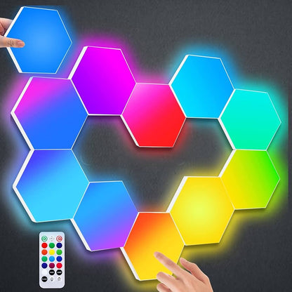 Hexagon LED Wall Light Set – Modular Touch Sensitive RGB Panels, Smart Wall Lights for Bedroom, Gaming, Office Decor