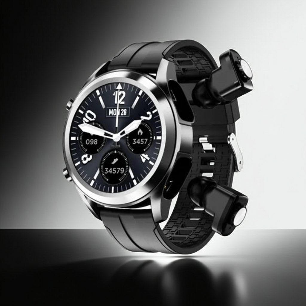 2-in-1 Smart Watch with Wireless Bluetooth Earbuds – Fitness Tracker, Music Player & Call Assistant – Waterproof Sports Smartwatch with Charging Case