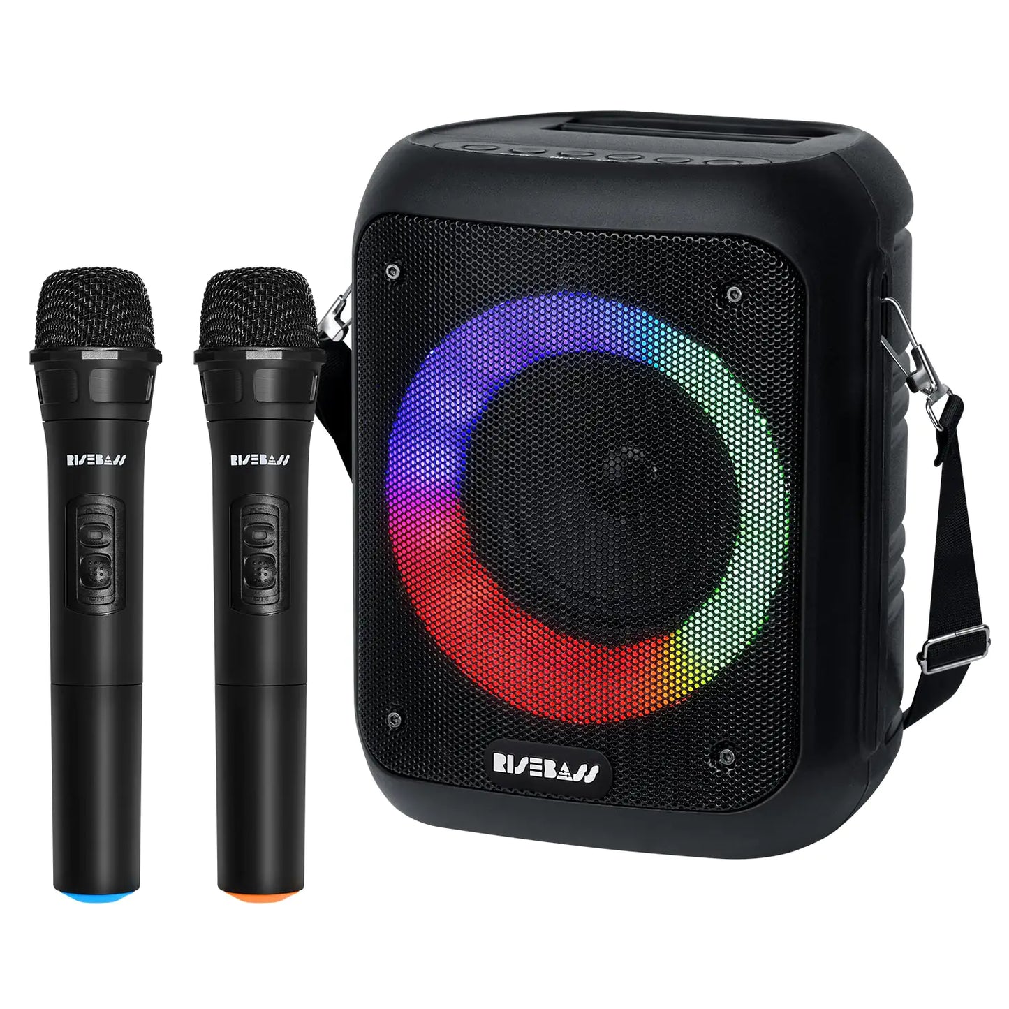 Portable Bluetooth Karaoke Machine with Wireless Microphone – Rechargeable Speaker System with LED Lights for Parties, Singing & Events