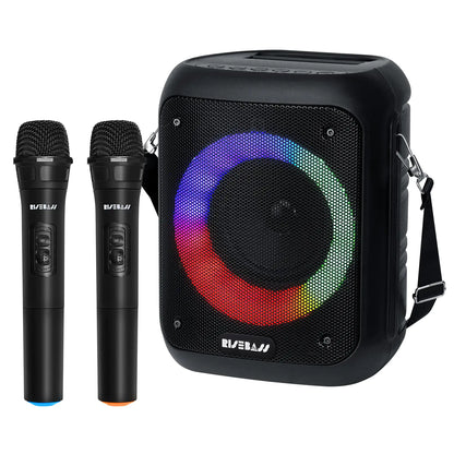 Portable Bluetooth Karaoke Machine with Wireless Microphone – Rechargeable Speaker System with LED Lights for Parties, Singing & Events