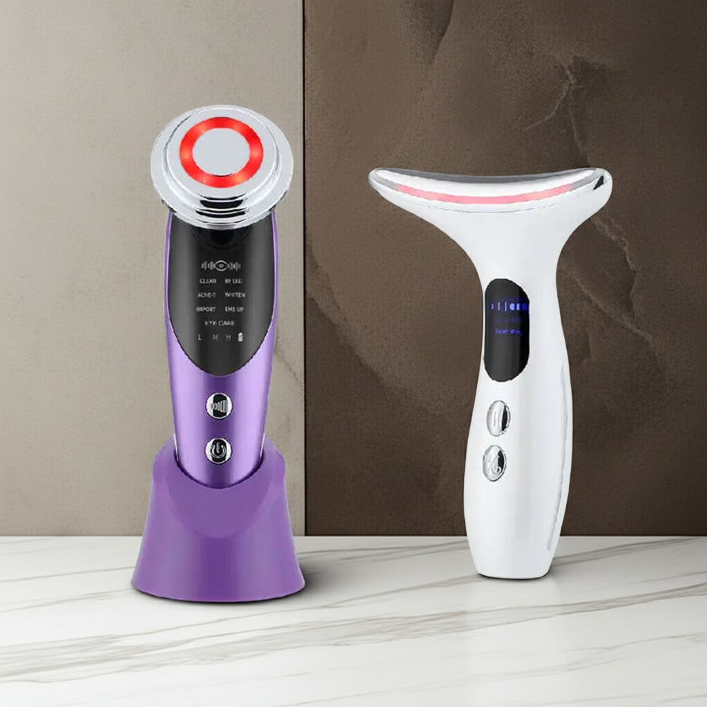 2-in-1 LED Face & Eye Care Massager Set – Red Blue Light Therapy, Skin Refreshing & Relaxing Beauty Device