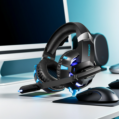Pro Gaming Headset with Noise Cancelling Microphone – RGB Surround Sound Headphones for PC, PS5, Xbox & Mobile – Comfortable Over-Ear Design