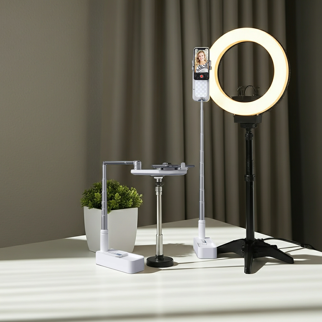 Fill Light Kit with Adjustable Smartphone Stand – 360° Rotation, Dimmable LED Ring Light for Photography, Makeup & Live Streaming
