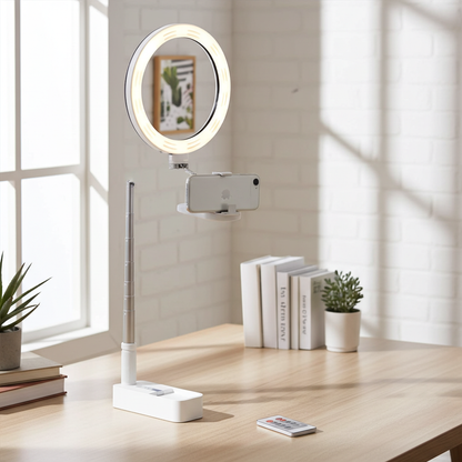 Fill Light Kit with Adjustable Smartphone Stand – 360° Rotation, Dimmable LED Ring Light for Photography, Makeup & Live Streaming