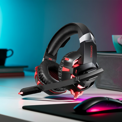 Pro Gaming Headset with Noise Cancelling Microphone – RGB Surround Sound Headphones for PC, PS5, Xbox & Mobile – Comfortable Over-Ear Design