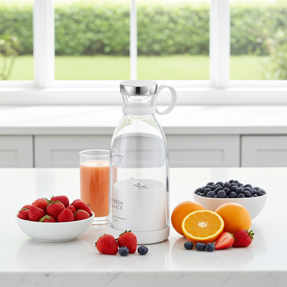 Wireless 4 Blades Juicer – Portable Electric Fruit & Vegetable Blender, USB Rechargeable Smoothie Maker