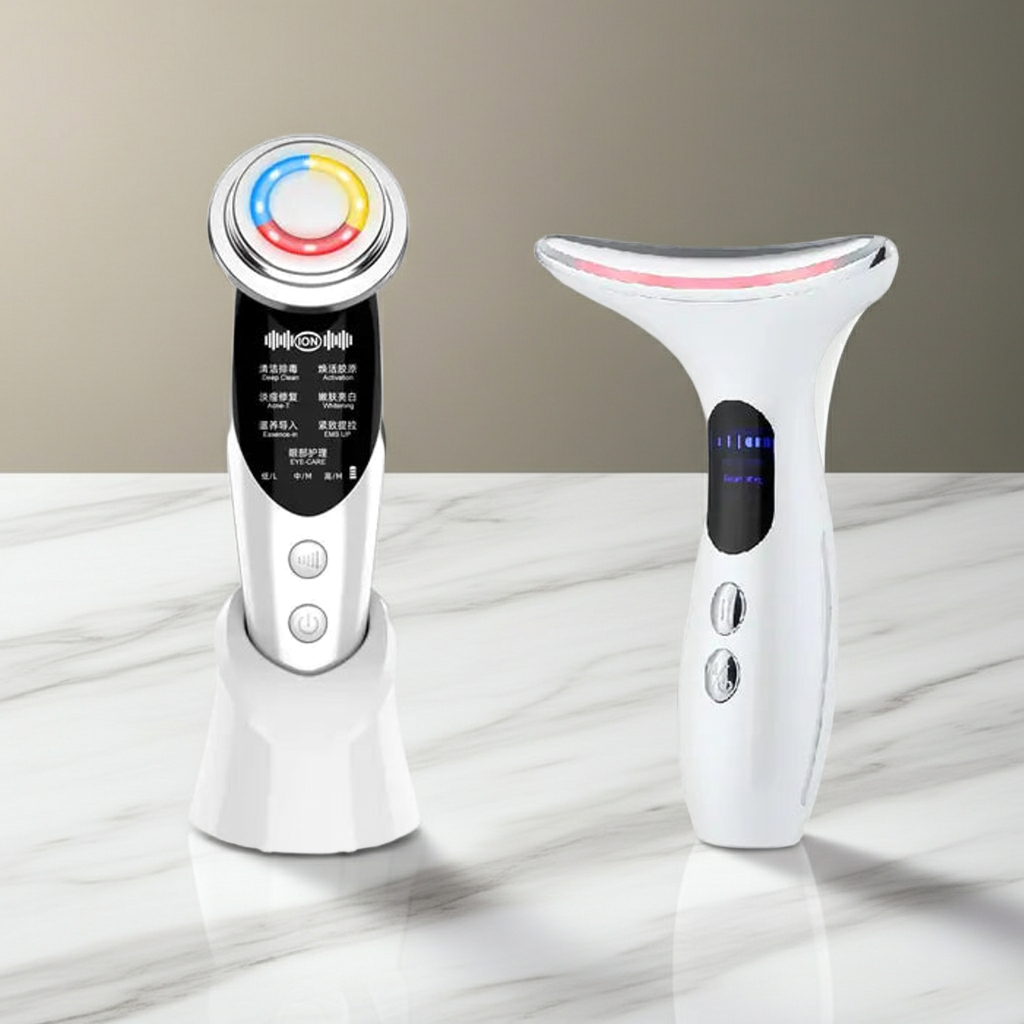 2-in-1 LED Face & Eye Care Massager Set – Red Blue Light Therapy, Skin Refreshing & Relaxing Beauty Device