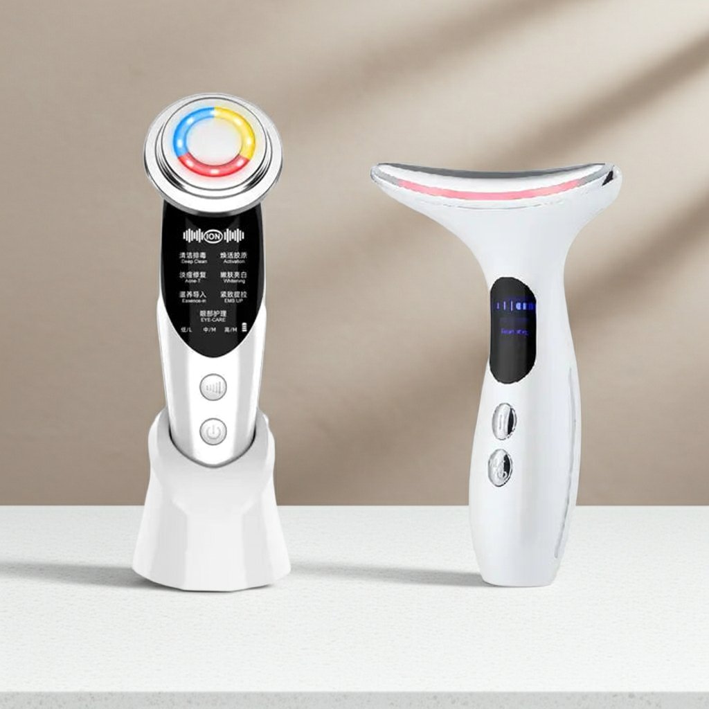 2-in-1 LED Face & Eye Care Massager Set – Red Blue Light Therapy, Skin Refreshing & Relaxing Beauty Device